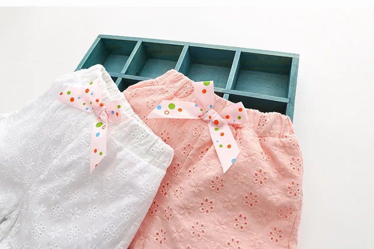 2018 Casual Child Kids Fashion Cotton Lace Embroidery Flower Bow Decoration Ruffle Sports Beach Girls Summer Shorts 2-10 Years (6)