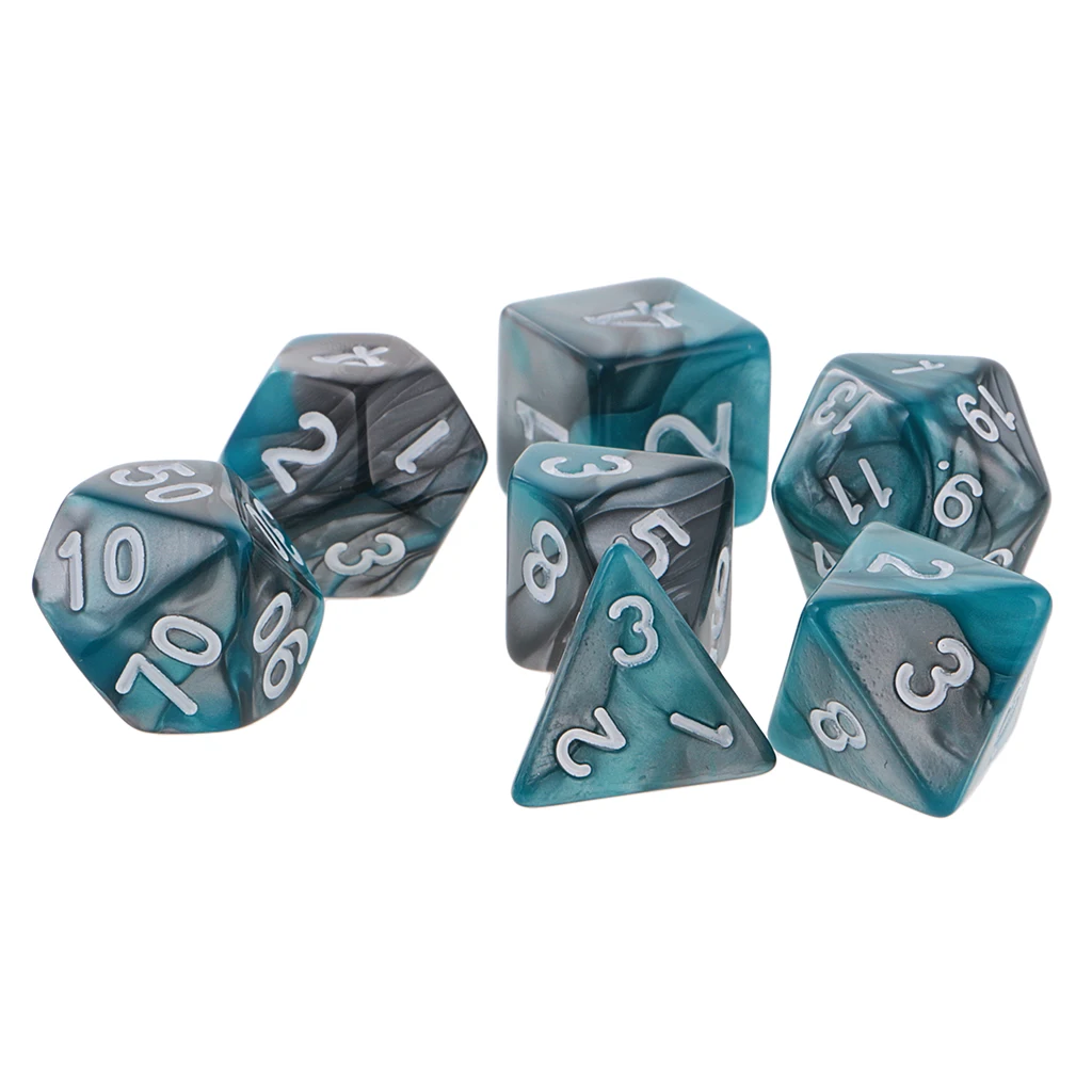 New 7PCS Two Colors Polyhedral Dice 16mm for Dungeons and Dragons Table Games Party Colorful Accessories for Board Game