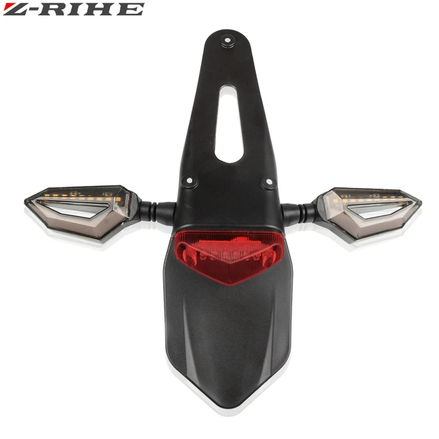 Motorcycle Enduro Trial Bike Fender 12 LED Brake Stop Rear Tail Light Motorbike Taillights Scooter Moto LED Turn Signal Light 057Black  021Black