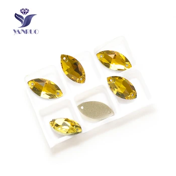 

YANRUO 3223 Navette Topaz Glass Sew Crystal Glass Flat Back Rhinestones Sew On Stones Horse Eyes Stones For Clothes Shoes