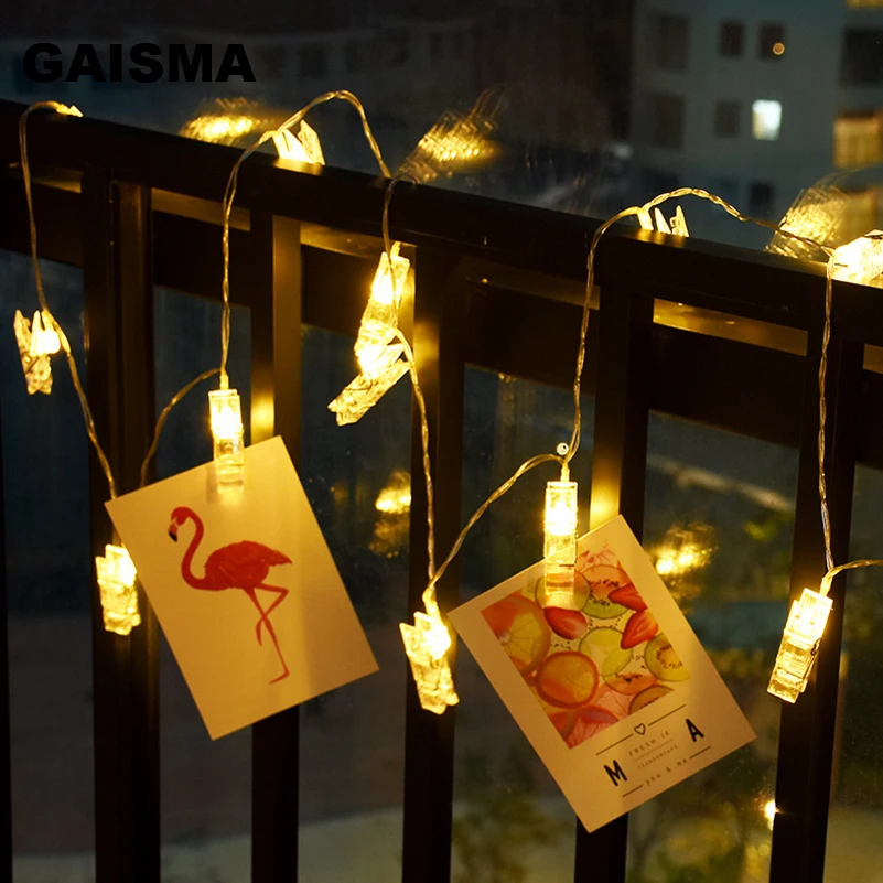 10 м светодиодный зажим для фото гирлянды рождественские гирлянды для спальни сказочные огни украшения для праздника вечеринки свадьбы