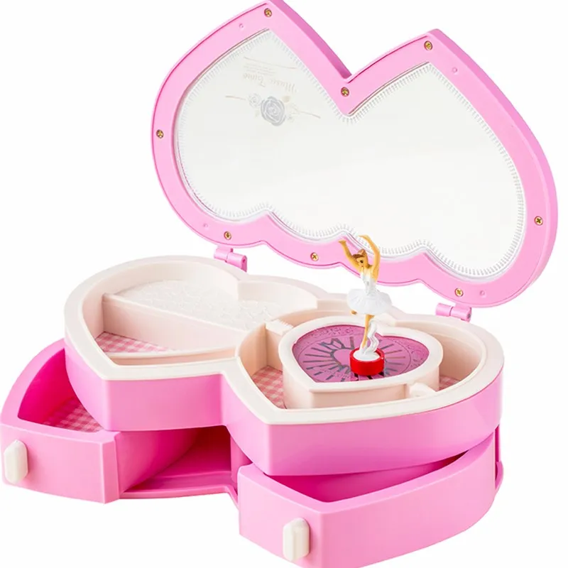 Heart Shaped Dancing Girl Music Box Creative Music Jewelry Box