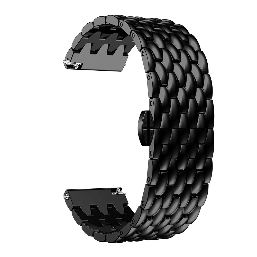 For Huami Amazfit GTR 47mm Stainless Steel Band Strap Alloy Metal Replacement Watch Band Dragon Scale Bracelet Wristband 22mm - Цвет ремешка: Black