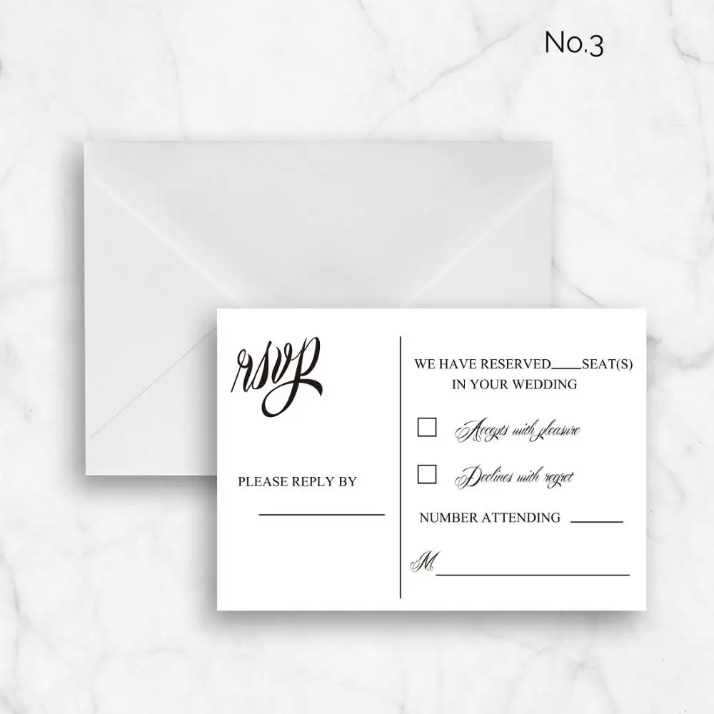 Индивидуальные открытки для ответа на приглашение уникальная карточка для ответа жемчужные бумажные пригласительные открытки-набор из 50 - Цвет: No. 3