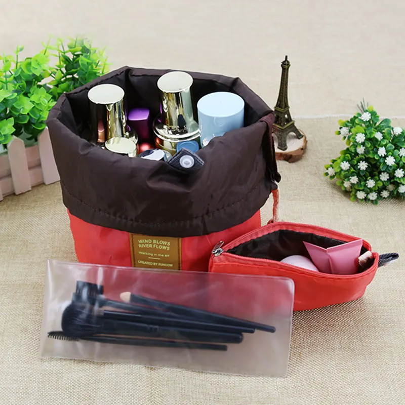 Barrel Shaped Travel Toiletry Cosmetic Bag Makeup Organizer Storage Bag