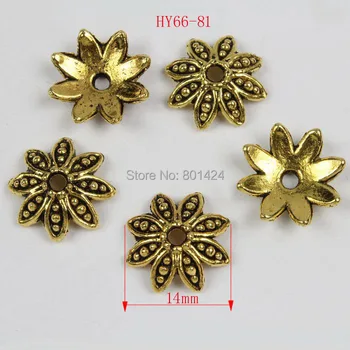 

Free Shipping 60pcs 66-81 antiquated Gold Tone Flower Bead Caps 14mm for diy jewelry finding