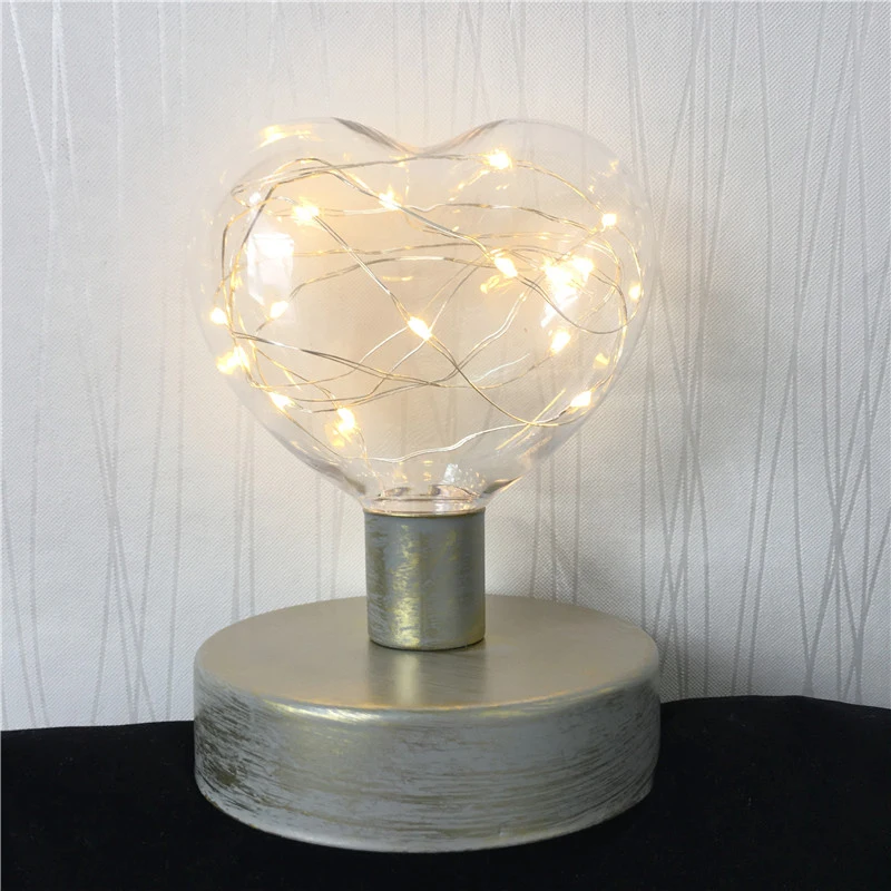 Luminária de Mesa Retrô de Metal Modeladora de Cabeceira Lâmpada para Casa Mesa de Arte Fio de Cobre Criativa Amor Bola Diamante Decoração Iluminação 12 de cabeceira, lâmpada para casa, mesa de arte, decoração, iluminação