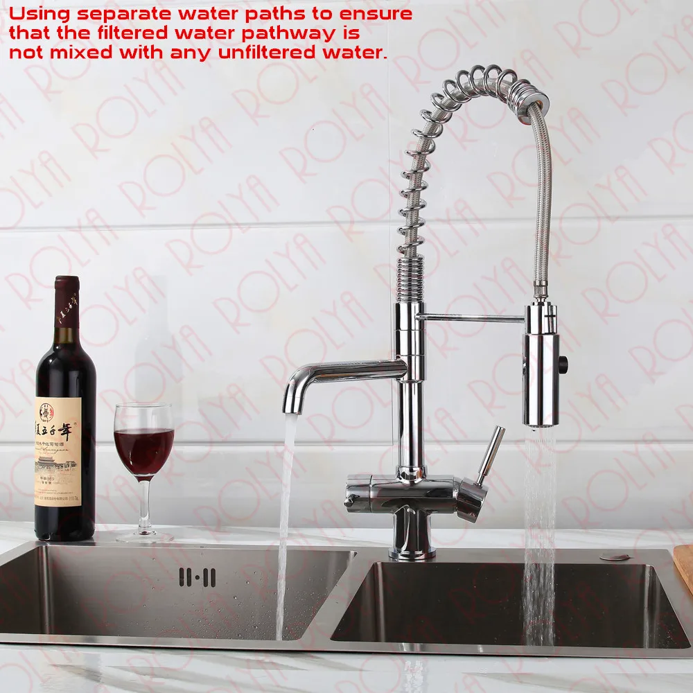 Rolya 3 way kitchen faucet with spring hose 5