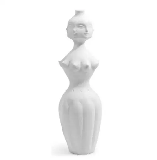 Простая белая Геометрическая матовая абстрактная ваза с головой человека Современная Гостиная многогранный цветочный орнамент - Цвет: 18.7x35cm