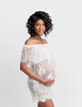 Maternity Photography Lace Dress Slash Neck Pregnant Lace Maternity Dresses Clothes Pregnant Women Shoulderless Dress Large Size