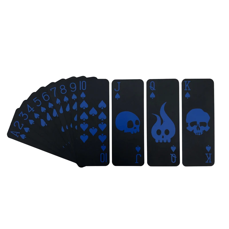 2Sets/Lot Portable Mini Black Poker Set Creative Skeleton Foil Gift Waterproof Plastic Playing Cards Board Game 87*32mm qenueson