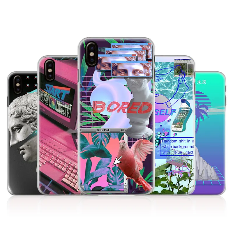 

Vaporwave Fashion Pattern painting Coque Phone Case Cover Shell For Apple iPhone X 8Plus 8 7Plus 7 6sPlus 6s 6Plus 6 5 5S SE