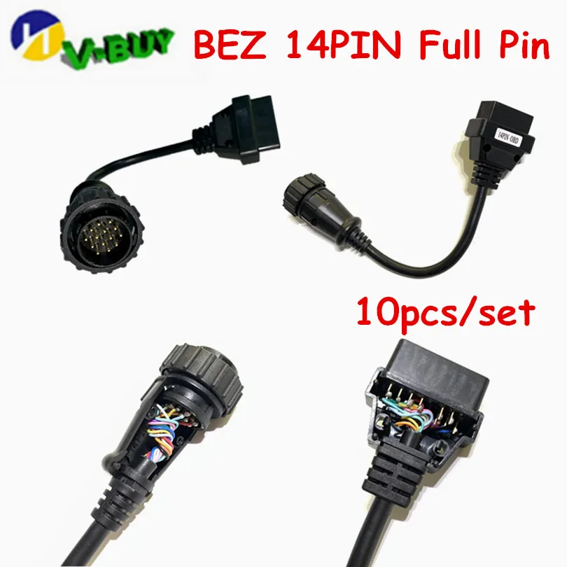 10 шт./лот адаптер OBD кабель для Be-nz 14Pin до 16 Pin OBD 2 диагностический соединительный кабель 14 контактный кабель