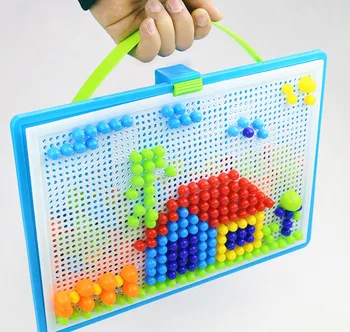 

296pcs Mushroom nail combination plastic fight board children early education intellectual Bricks toys 2-6 years old
