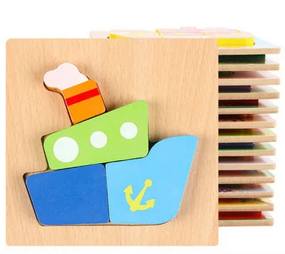 Детская интеллектуальная развивающая деревянная головоломка мультяшная игрушка 3D деревянная головоломка для детей обучающая Монтессори Деревянные Игрушки