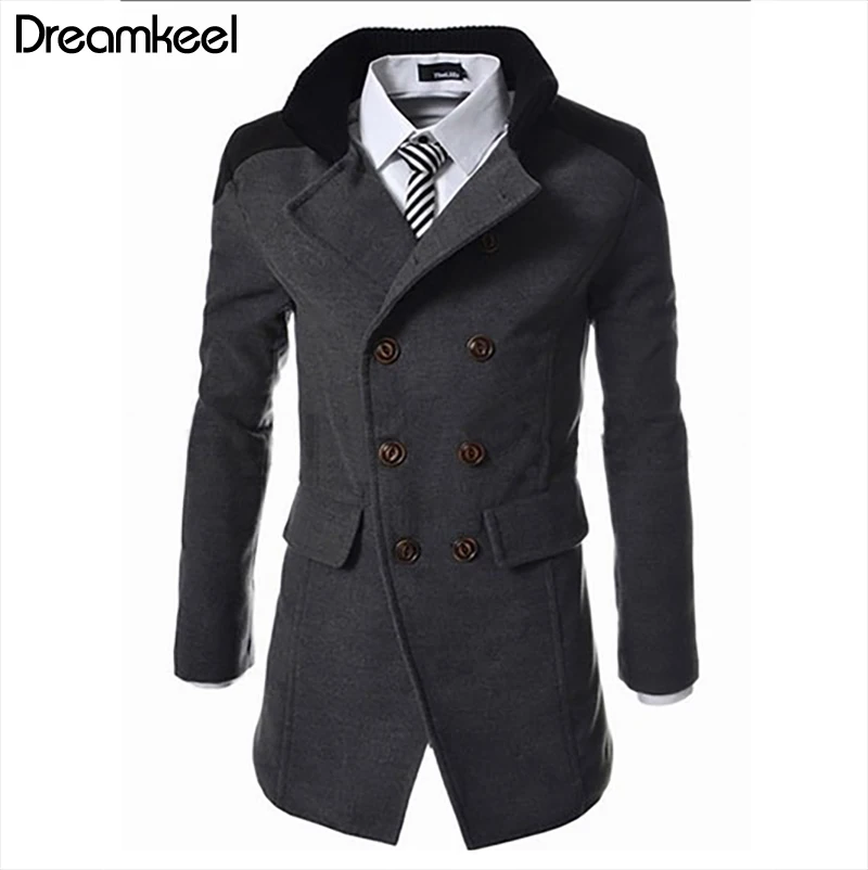 

Men Jacket Warm Winter Double Breasted Trench Long Outwear Button Smart Overcoat Casual Fashion roupas masculina coats men Y