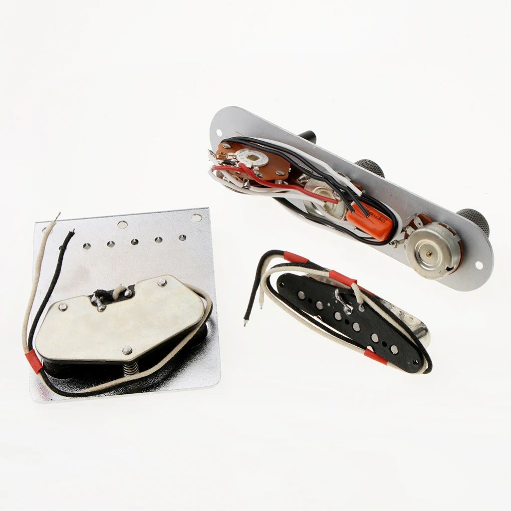 Black Control Plate+Neck Bridge Pickup+Tone Volume Control Knobs for Fender Tele TL Guitar Replacement Accessory