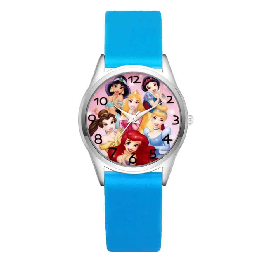 Мультфильм красивая девушка в стиле принцессы Детские часы Для женщин студенты девушки парни кварцевые мягкий силиконовый ремень наручные часы JC26 - Цвет: Sky Blue