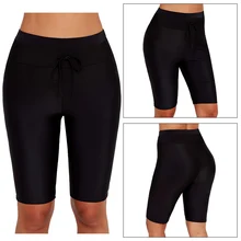 Плавки для плавания женские пять высокой талии плоские черные Йога купальники колготки спортивная одежда костюм для серфинга низ