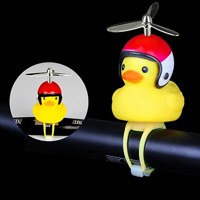 Perfect New bicycle bell yellow duck bicycle helmet light bike motorcycle bell child bike handlebar horn light Ring Bike Accessories 11