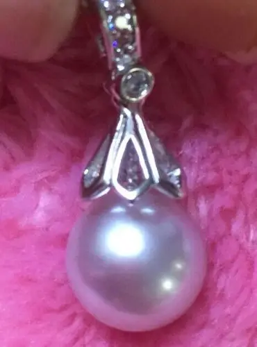 

Free Shipping >>>>>charmin10-11mm ROUND AAA lavender pearl pendant silver mental