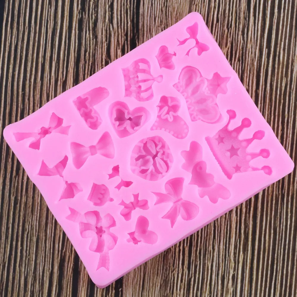 

Many Crown Bowknot Shape 3D Fondant Cake Silicone Mold For Polymer Clay Molds Kitchen Chocolate Pastry Candy Making Tools