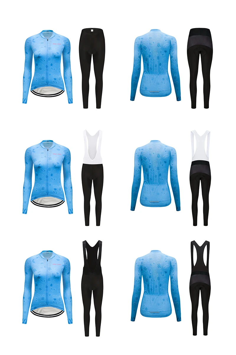 Women Winter thermal fleece cycling jersey set bicycle clothes uniform blouse skinsuit female bike clothing kit wear outfit