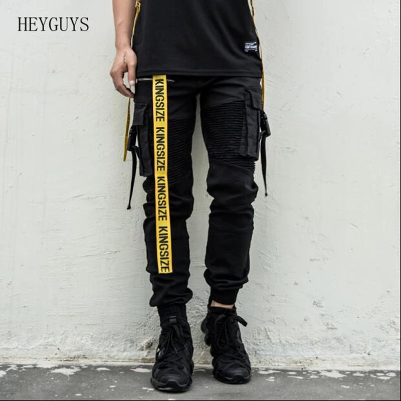 

HEYGUYS Men Multi-pocket Elastic Waist Design Harem Pant Street Punk Hip Hop Casual Trousers Joggers Male Dancing Pant M --XXL