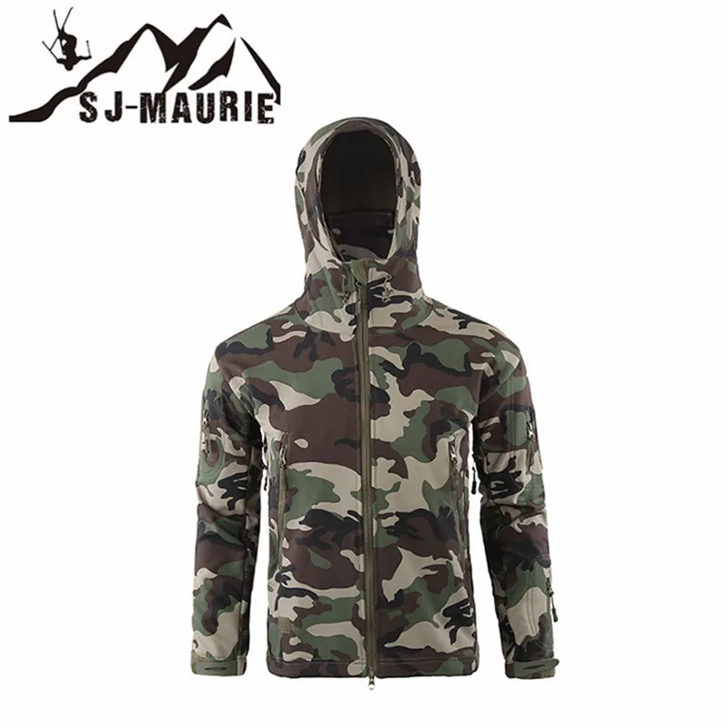 

Mens Hunting Jackets Outdoor Camouflage Waterproof Softshell Windproof Tactical Trekking Fleece Men Coat Army Military Jacket