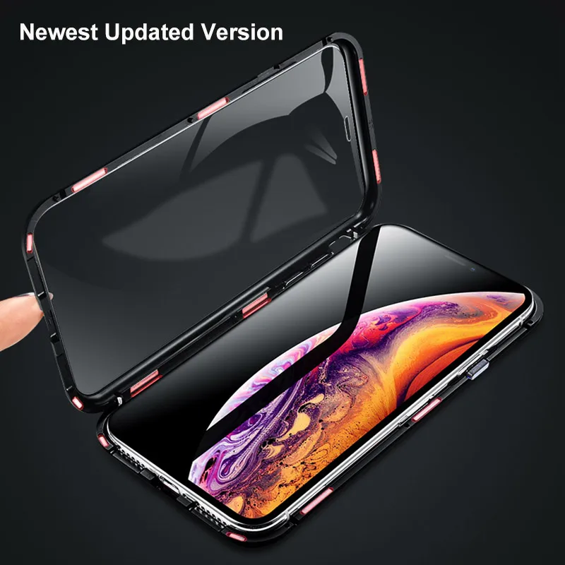 Чехол с двойными гранями из закаленного стекла для iPhone XS Max XR X чехлы магнитной