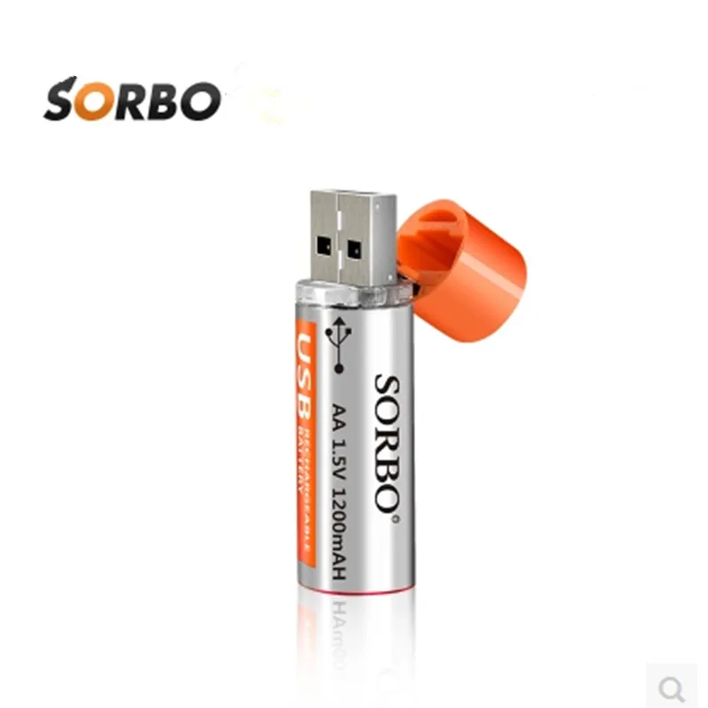 Горячая Распродажа 5 шт SORBO 1,5 V 1200mAh USB перезаряжаемая 1 час быстрая зарядка AA Li-po батарея