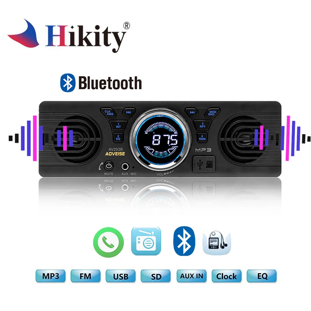 Автомагнитола Hikity 1 Din 12 в Bluetooth 2,1+ EDR электроника для транспортных средств MP3 аудио плеер Автомобильный стерео fm-радио с USB/TF картой