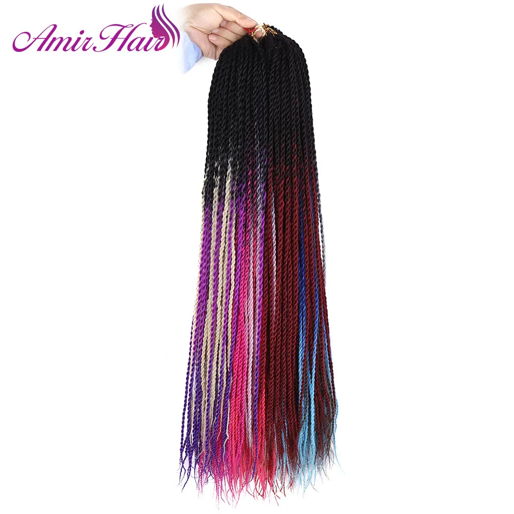 Amir 24inch 30roots Senegalese Twist Hair Crochet Braid Extensions Ombre Jumbo Synthetic Hair For Braiding