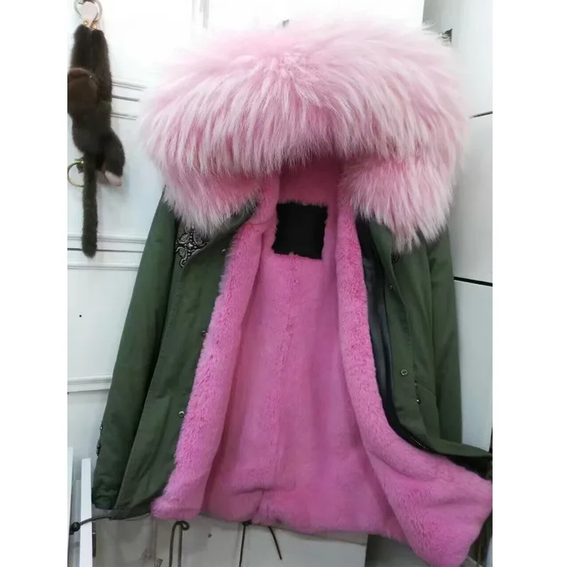 2017 Winter Womens Parka Casual Outwear Pink Color Hooded Coat Winter