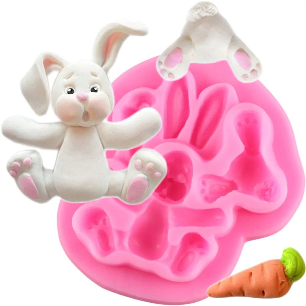 Animal Rabbit Fondant Silicone Mold Decoration Tool Easter Rabbit Cake Gift CL