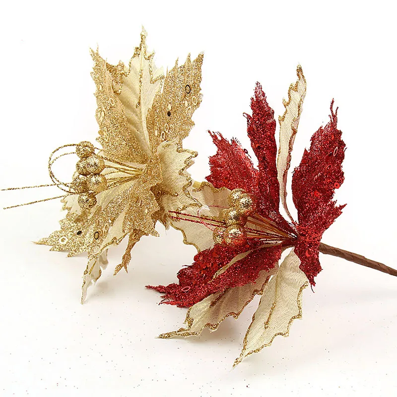 22CM-Glitter-Chic-Christmas-Tree-Artificial-Flower-Butterfly-Ornaments-Hanging-Ornament-Decorations-Flower-New-Year-Party-MR0132 (15)