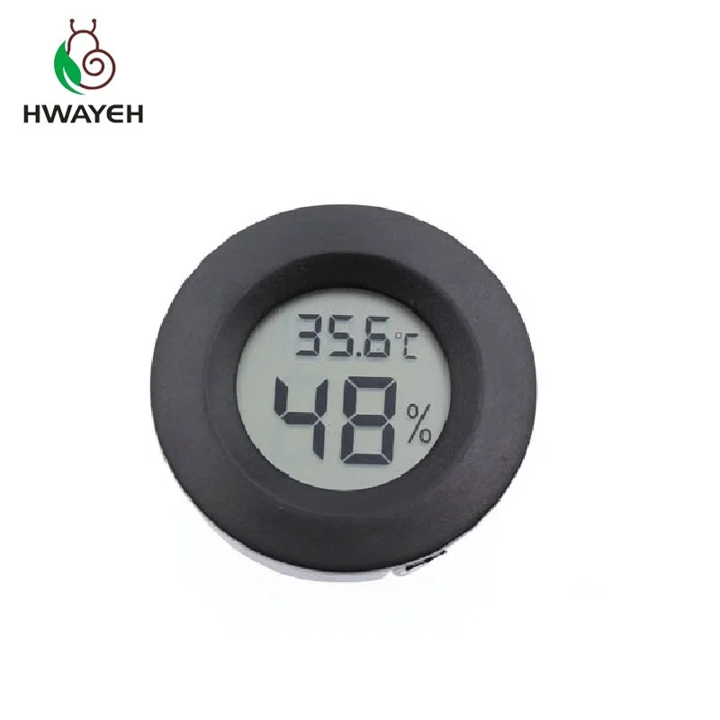 Мини-измеритель влажности гигрометр термометр круглый измеритель температуры зонд для аквариума морозильник холодильник с линией - Цвет: Black