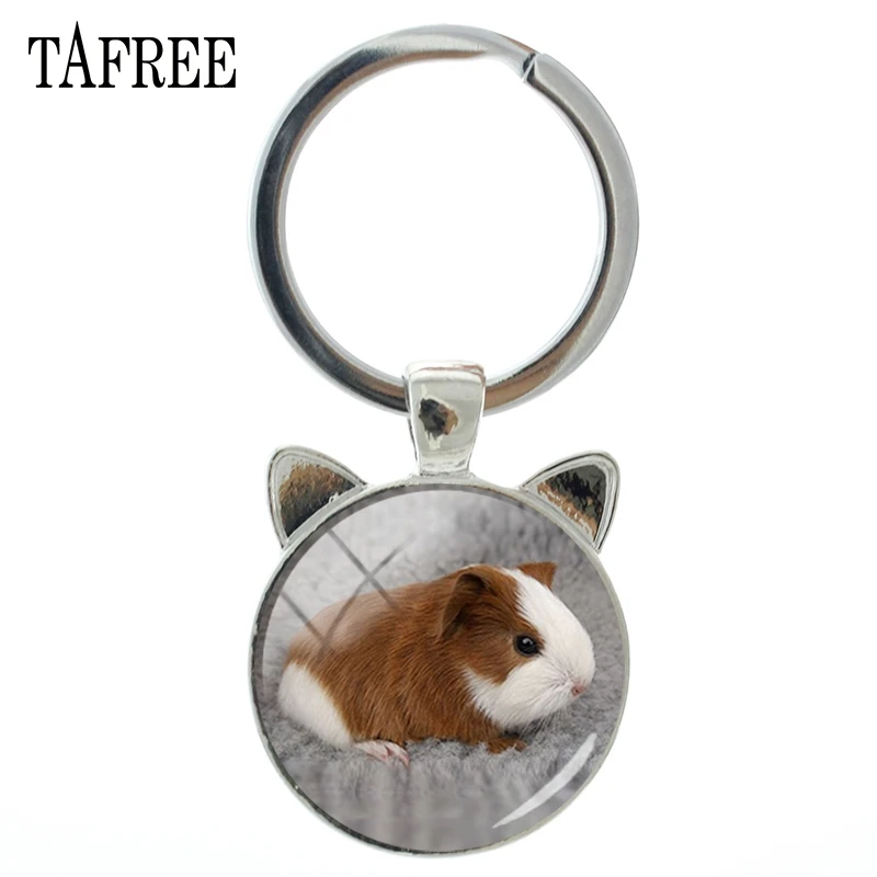 

TAFREE Brand Novelty Guinea Pig Keychain Silver Color Handmade Keychains For Car Keys Fashion Key Chain Handbags Jewelry QF831
