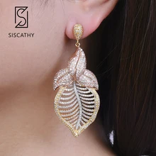 Siscathy 2019 Trendy AAA Cubic Zirconia Big Statement Earrings Luxury Hollow Long Dangle Drop Earrings For Women Wedding Jewery Siscathy 2019 Trendy AAA Cubic Zirconia Big Statement Earrings Luxury Hollow Long Dangle Drop Earrings For Women Wedding Jewery