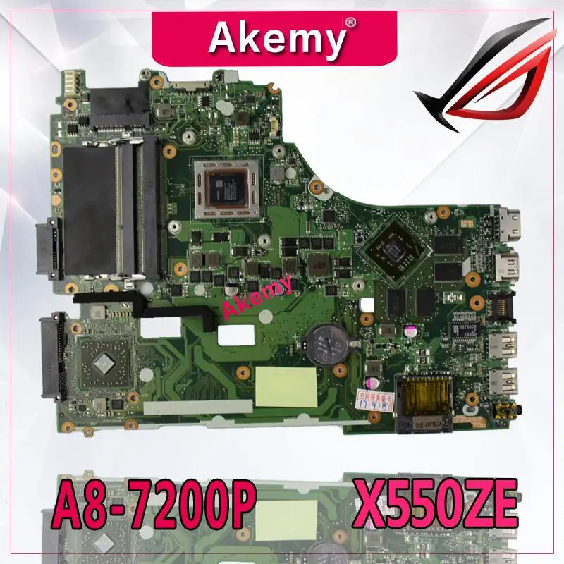 

Akemy For ASUS X550ZE K555Z A555Z X555Z X750/X550 Laptop motherboard A8-7200 CPU Mainboard with graphic card test good