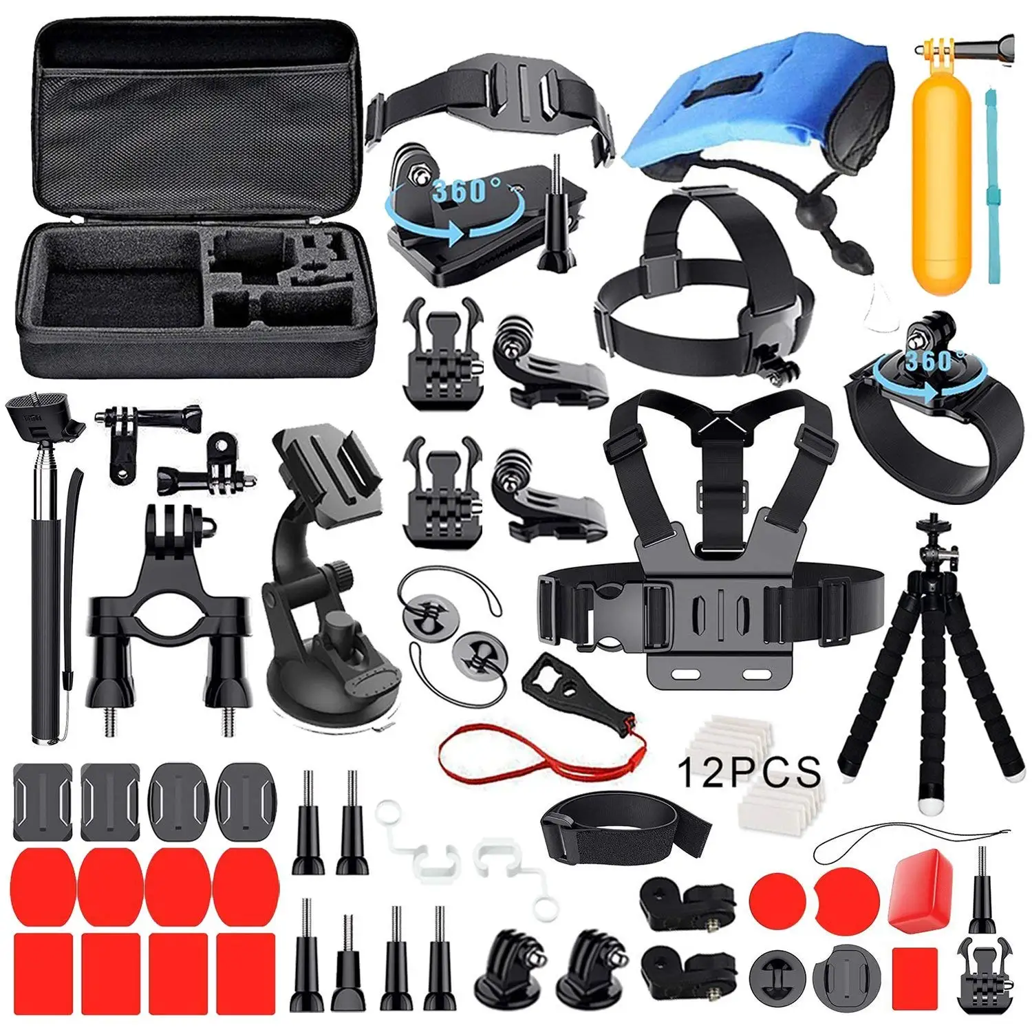 

GoPro Accessories Kit Set with Carrying Case for Hero 2018/Fusion /Hero 6/5 Session/Hero 4& Xiaomi SJ4000 SJ5000 Action Camera