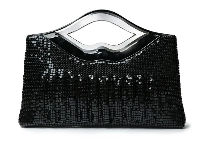 KDROR Black Clutch Bag With Handle Front View