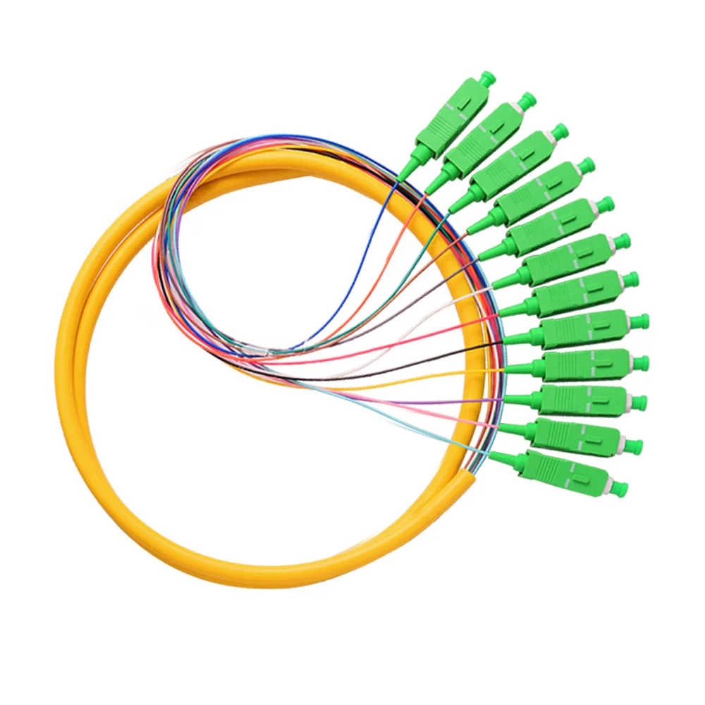 12 Strand 9 125 Fiber Optic Pigtail 1 2m SC APC Single Mode 12 fiber 