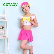 Корейская версия в стиле пэчворк для маленьких девочек из двух частей купальники, горячие источники прекрасный светло-голубой, Темно-синие, красная роза купальники