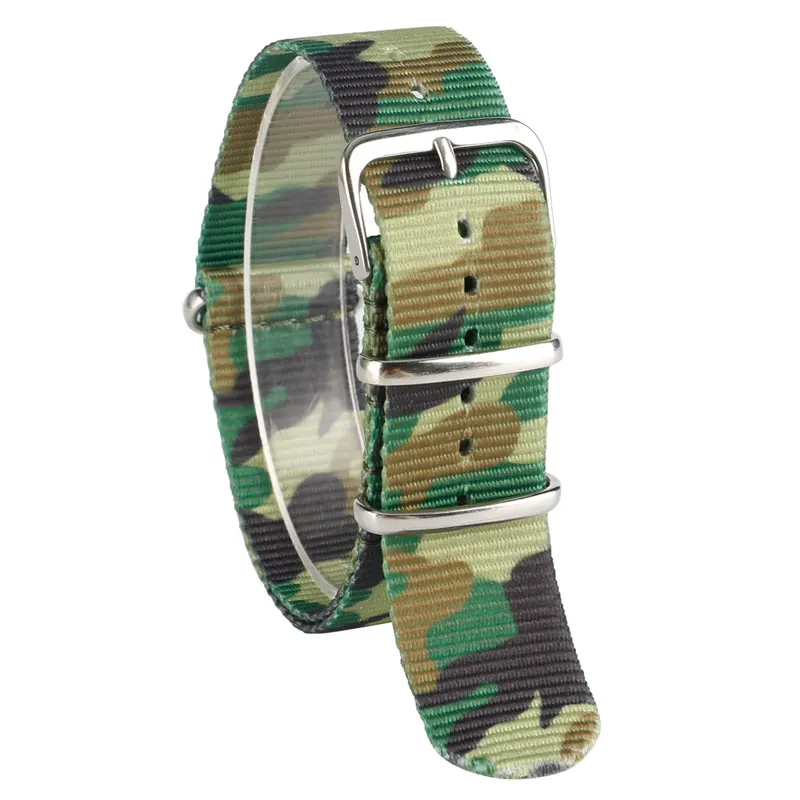 

22mm Band Width Fabric Nylon Canvas Wrist Watch Band Strap Stainless Steel Buckle Sports
