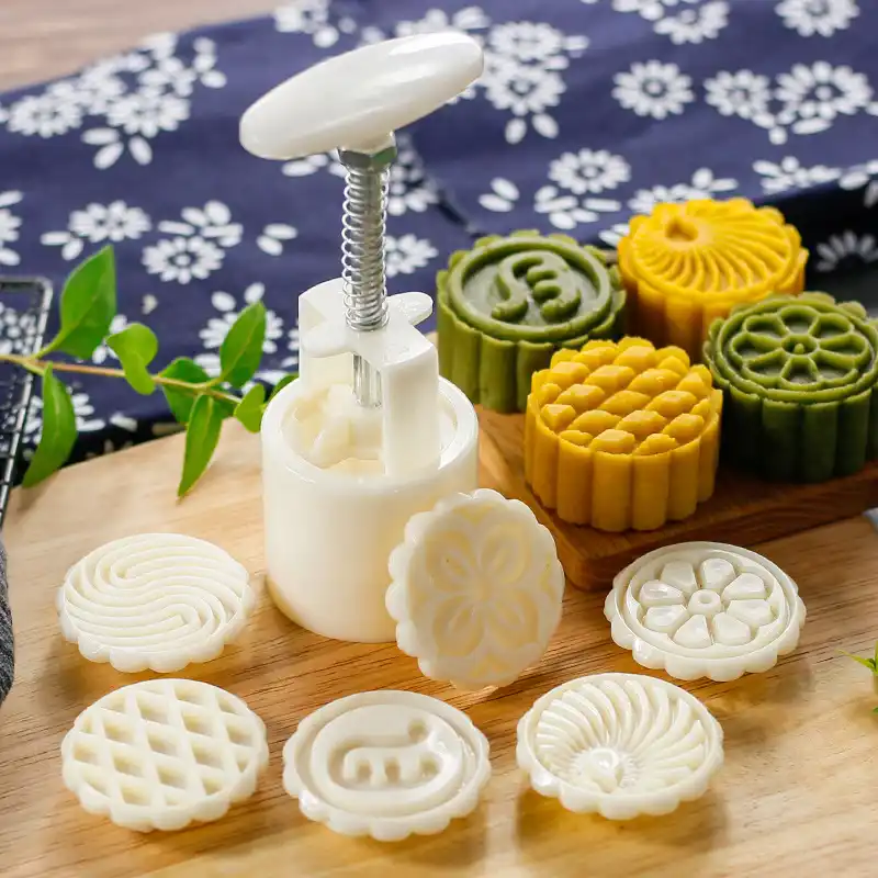 50 г 75g100g все виды Mooncake прессформы Набор DIY Mooncake инструменты Пластиковые Кондитерские плунжеры Ручной пресс форма для лунного пряника инструмент для выпечки - изображение