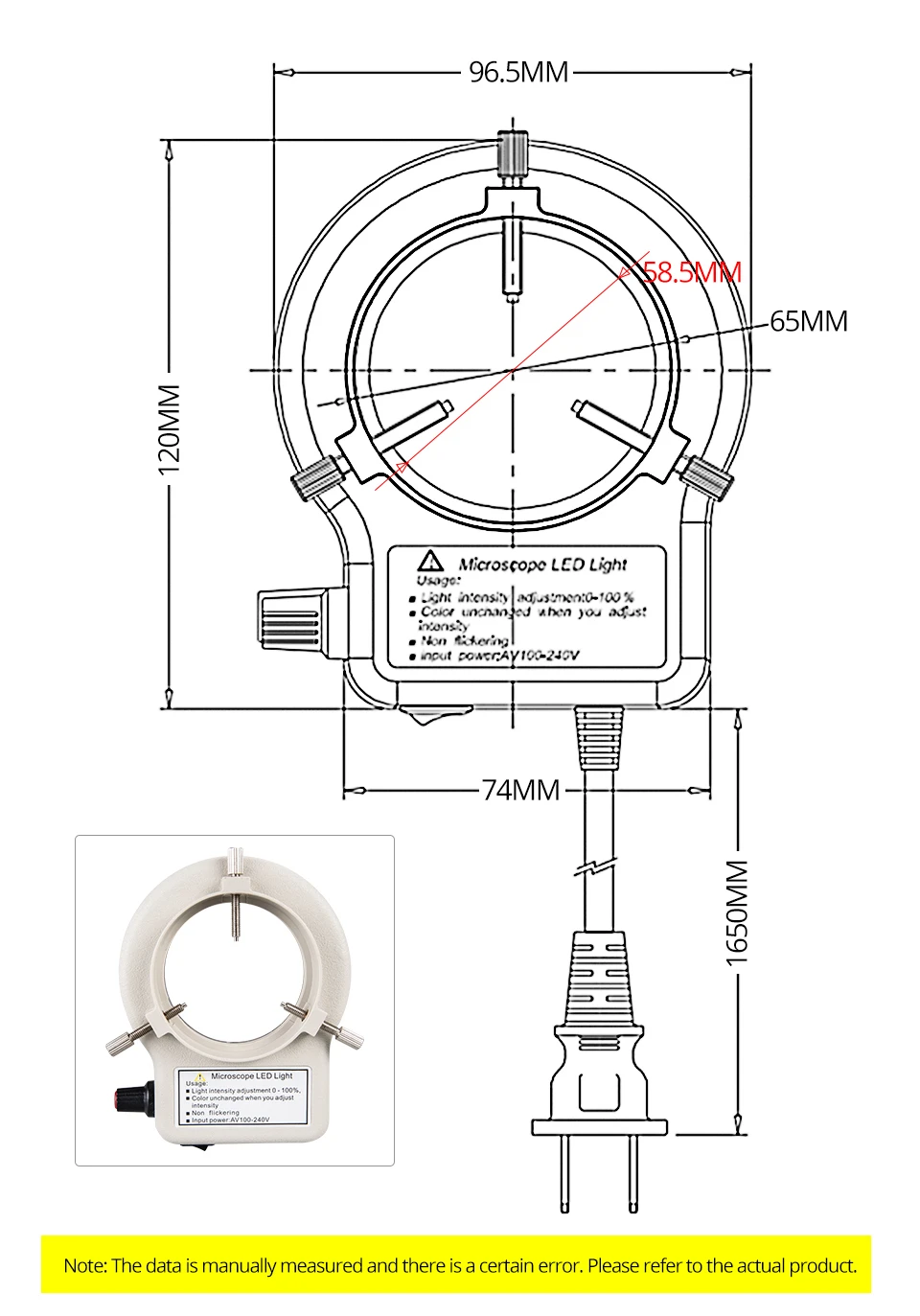 4.5W 100V-240V Adjustable Microscope LED Ring Light Professional Lighting for Stereo Microscope Camera Magnifier Illuminator (4)