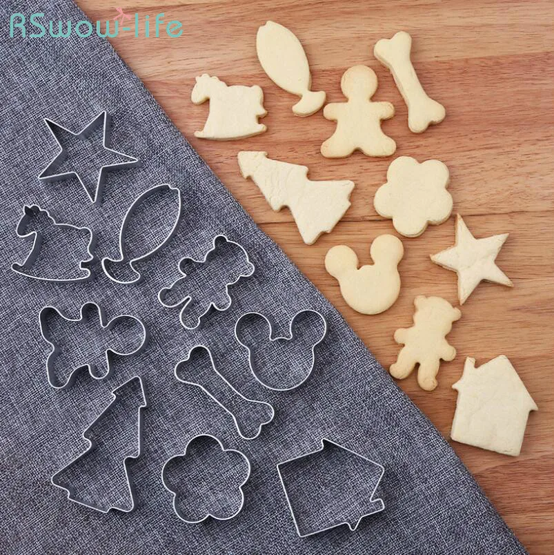 

10PCS Cookie Mold Biscuit Set Cartoon Steamed Bread Baking Tool Flour Dim sum Cake Household Model Homemade DIY Baking Stuffs