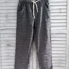 YoYiKamomo, женские штаны, хлопок, лен, в полоску, с карманами, шаровары, для отдыха, тонкие, летние, большие размеры, брюки