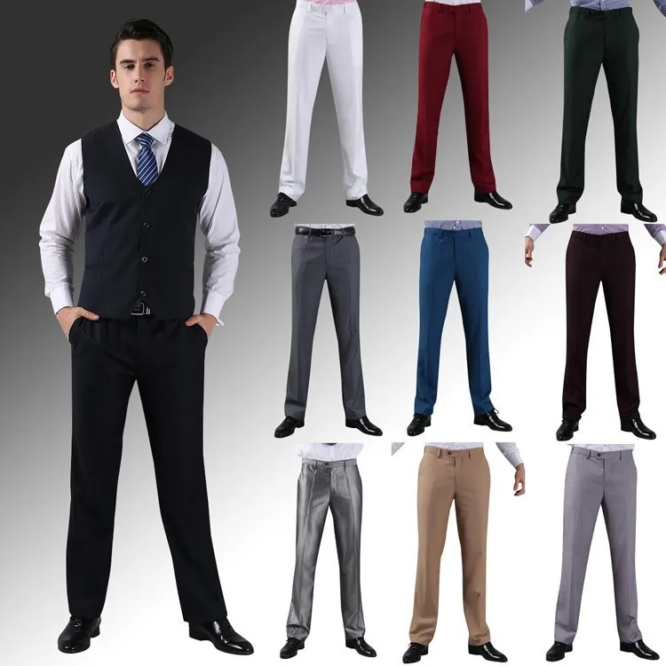 Summer Suit Pants Men Business Casual Thin Straight Work Trouses Anti-wrinkle Easy care Dress Big Size 40 42 44 | Мужская одежда